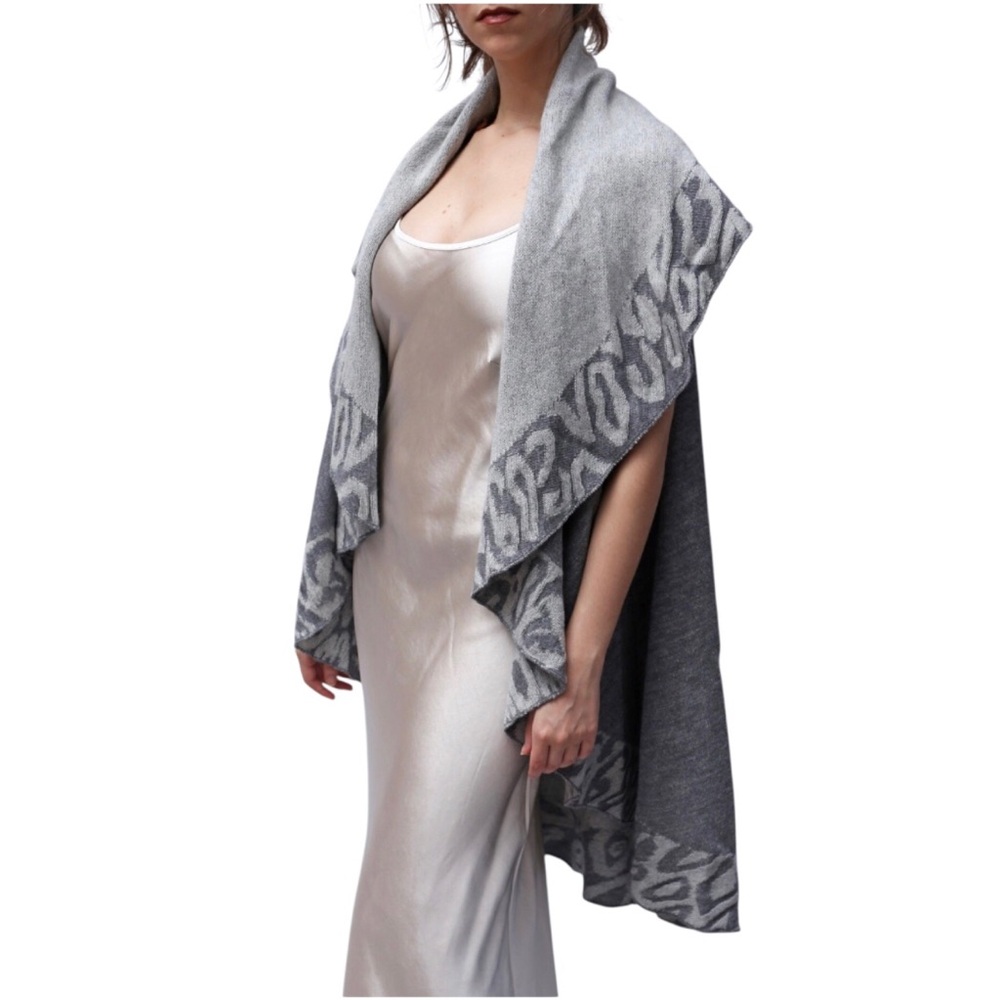 Emanuel Ungaro Gray Wool Shawl Sweater